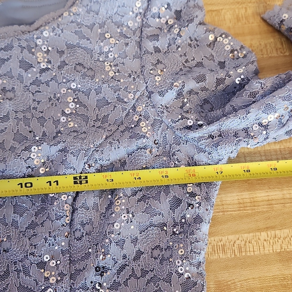 ALEX EVENINGS Long Gown Sequin Lace Bodice & Chifon Skirt, 8P - Picture 9 of 16
